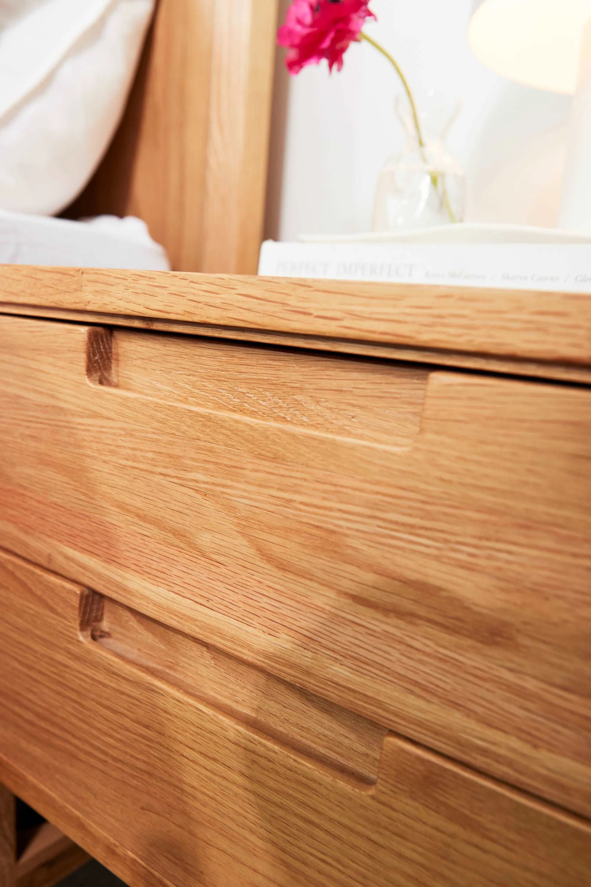 Bruno Bedside Table 2 Drawers 50 x 42cm Solid American Oak