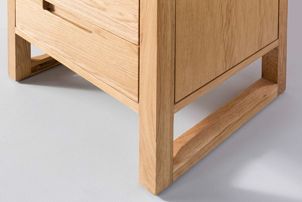 Bruno Bedside Table 2 Drawers 50 x 42cm Solid American Oak