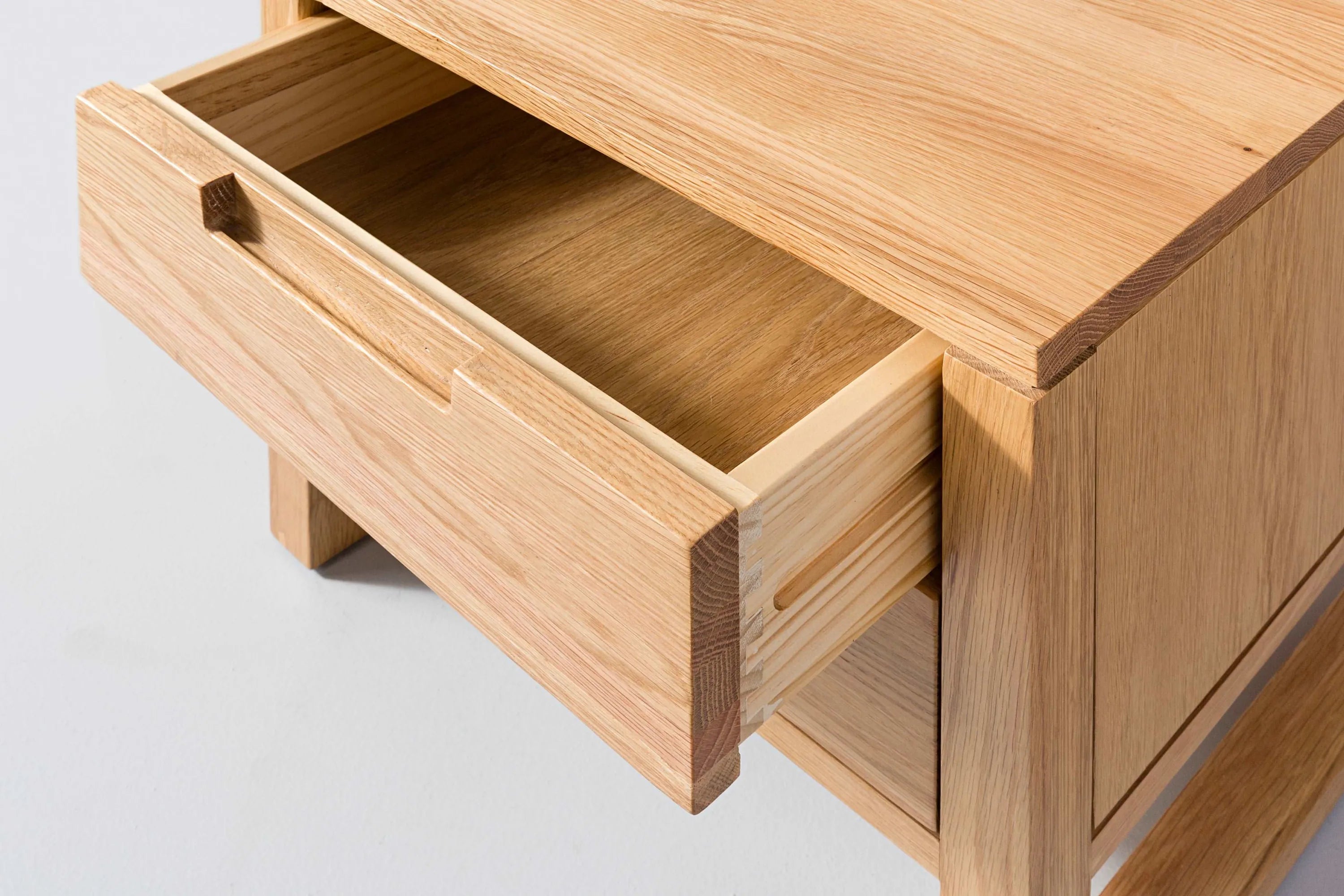 Bruno Bedside Table 2 Drawers 50 x 42cm Solid American Oak