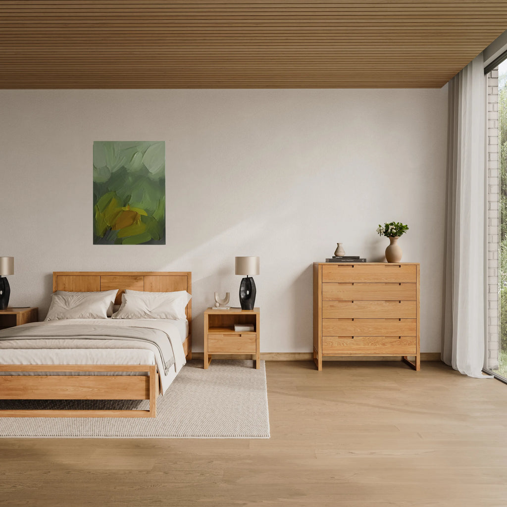 Bruno Bedside Table XL 1 Drawer 60 x 47cm Solid American Oak