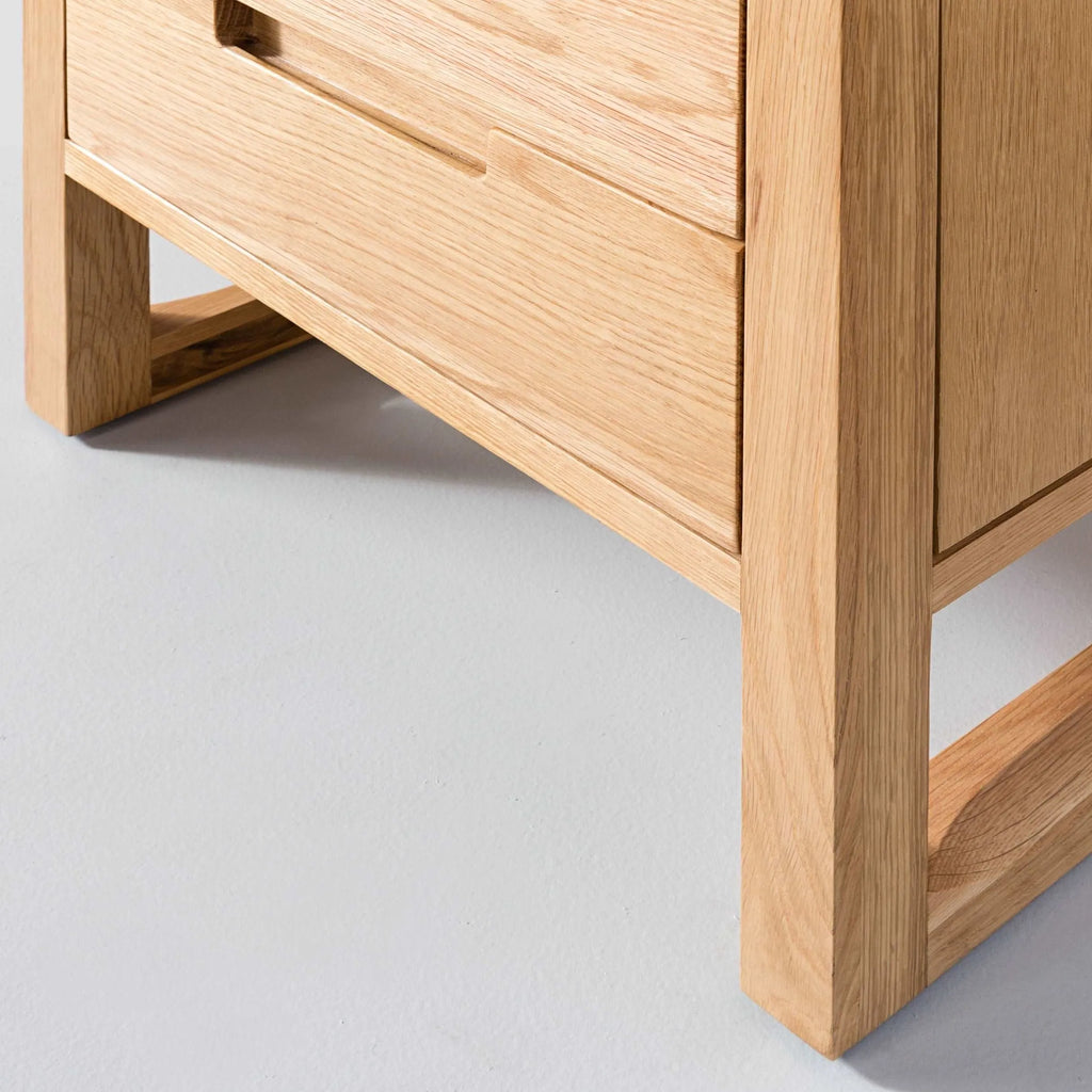 Bruno Bedside Table XL 1 Drawer 60 x 47cm Solid American Oak