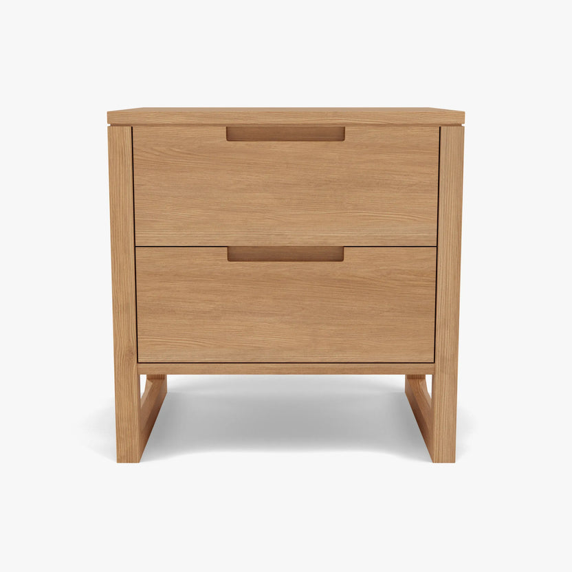 Bruno Bedside Table XL 2 Drawers 60 x 47cm Solid American Oak