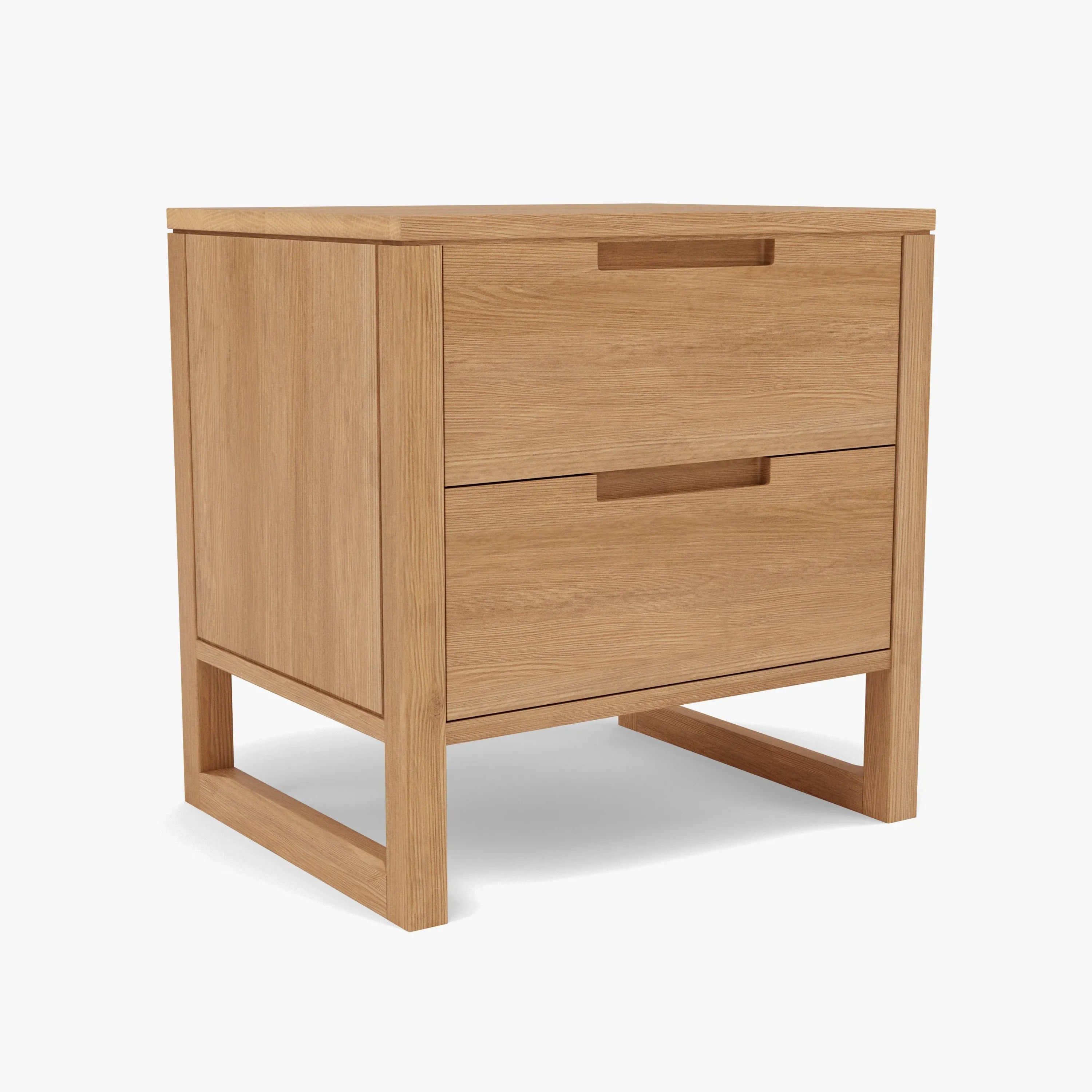 Bruno Bedside Table XL 2 Drawers 60 x 47cm Solid American Oak