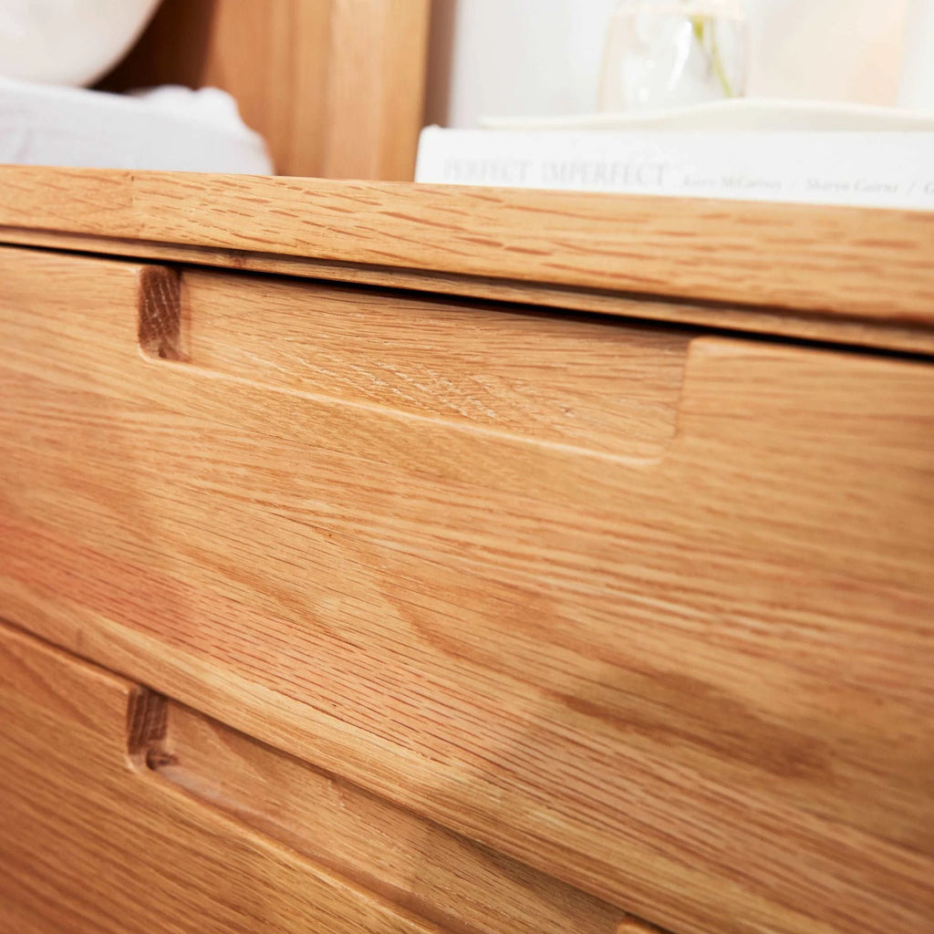 Bruno Bedside Table XL 2 Drawers 60 x 47cm Solid American Oak