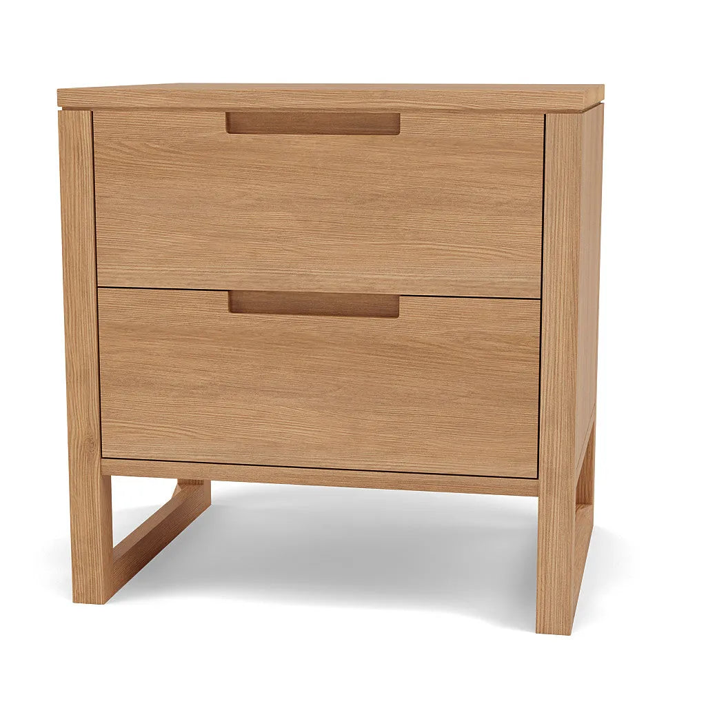 Bruno Bedside Table XL 2 Drawers 60 x 47cm Solid American Oak