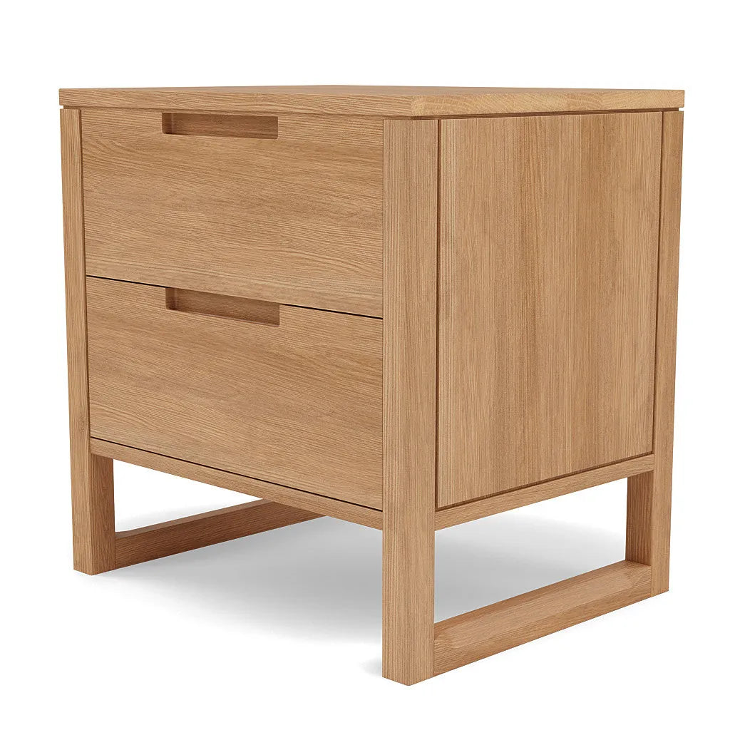 Bruno Bedside Table XL 2 Drawers 60 x 47cm Solid American Oak
