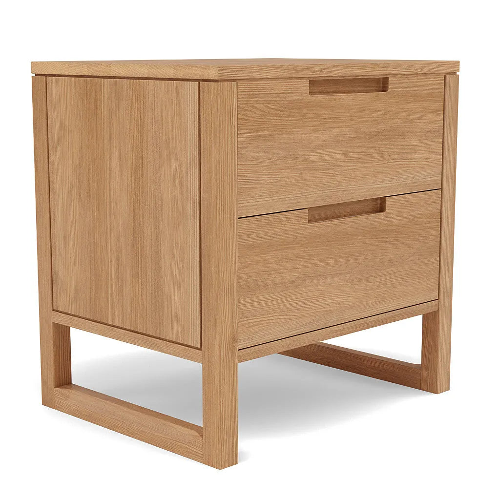 Bruno Bedside Table XL 2 Drawers 60 x 47cm Solid American Oak