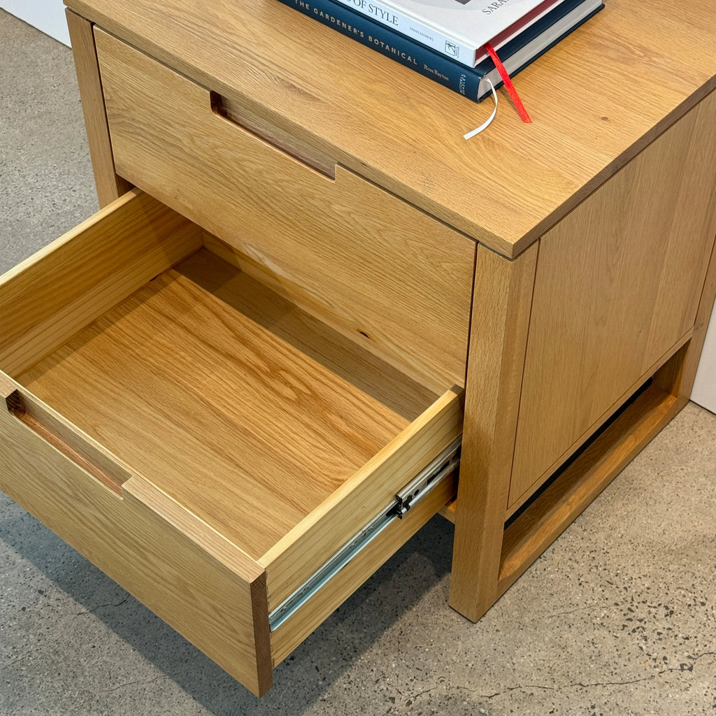 Bruno Bedside Table XL 2 Drawers 60 x 47cm Solid American Oak