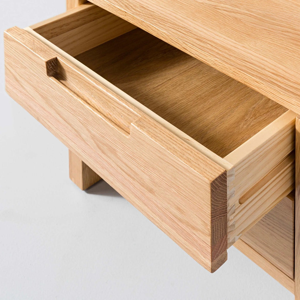 Bruno Bedside Table XL 2 Drawers 60 x 47cm Solid American Oak