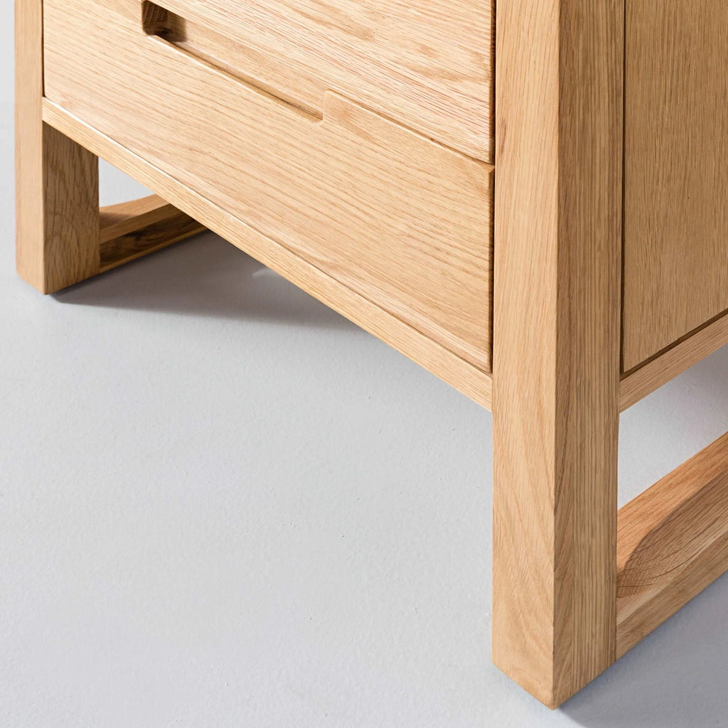 Bruno Bedside Table XL 2 Drawers 60 x 47cm Solid American Oak