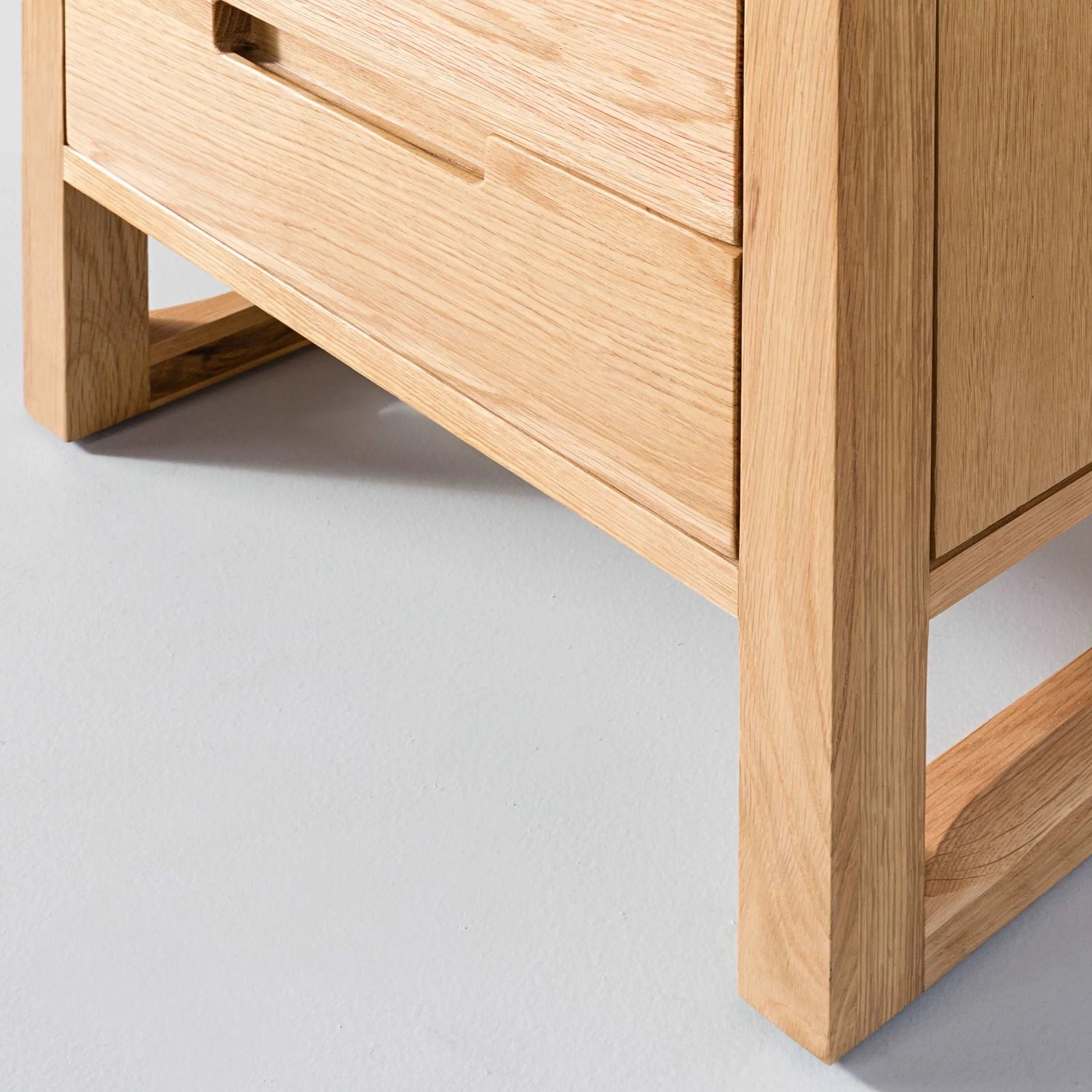 Bruno Bedside Table XL 2 Drawers 60 x 47cm Solid American Oak