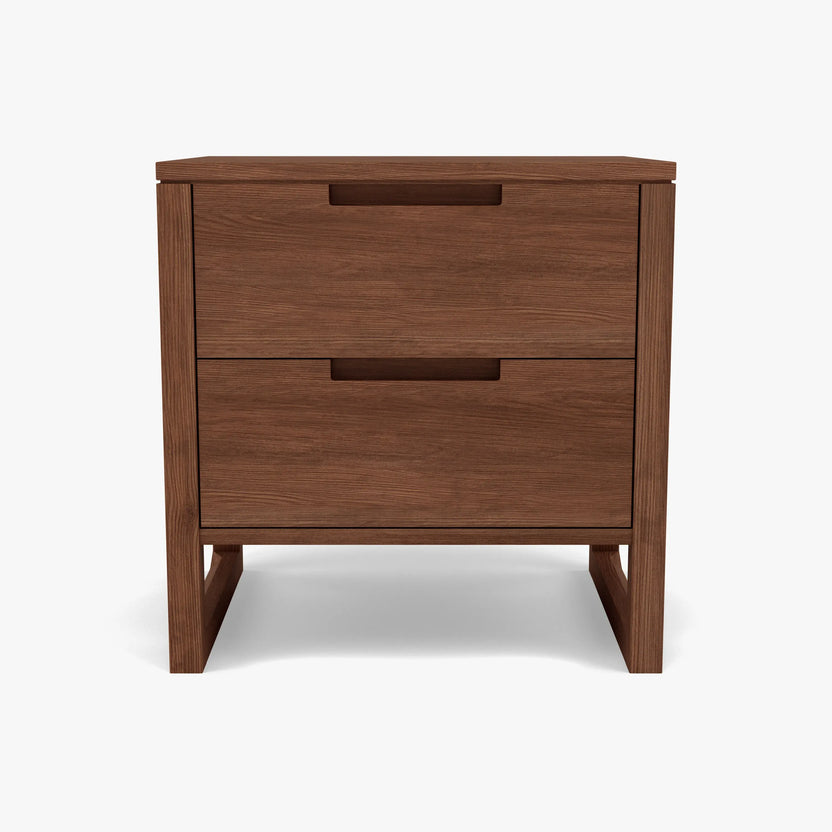 Bruno Bedside Table XL 2 Drawers 60 x 47cm Solid American Walnut