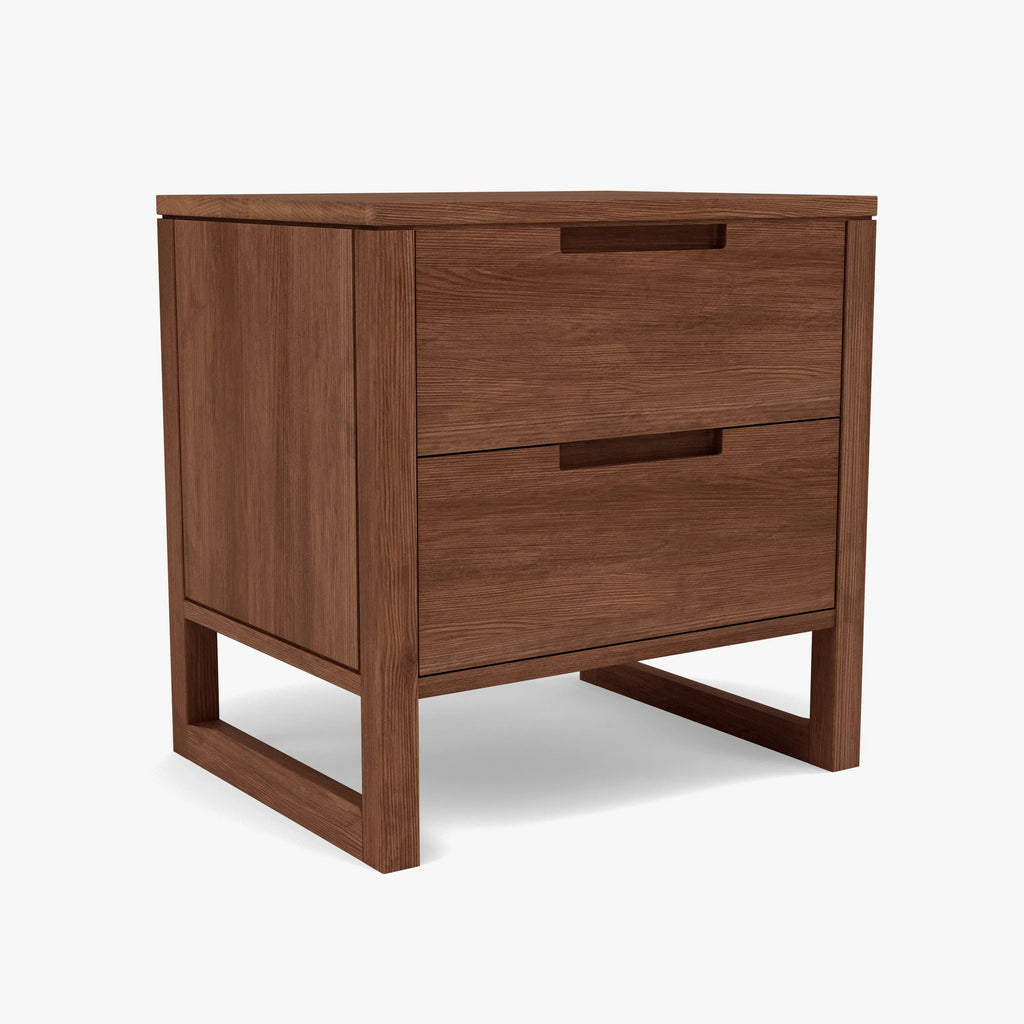 Bruno Bedside Table XL 2 Drawers 60 x 47cm Solid American Walnut