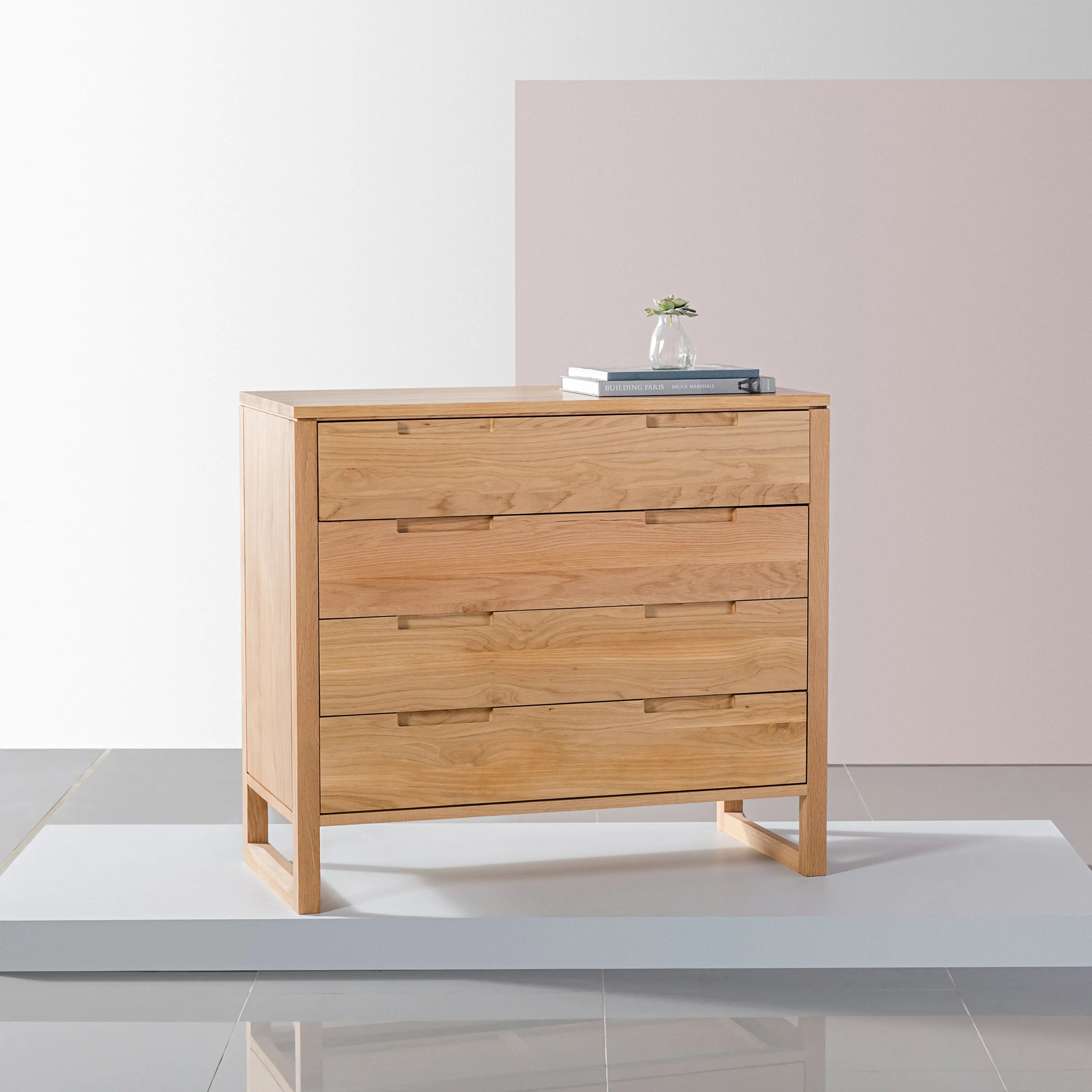 Bruno Chest 4 Drawers 100 x 48cm Solid American Oak