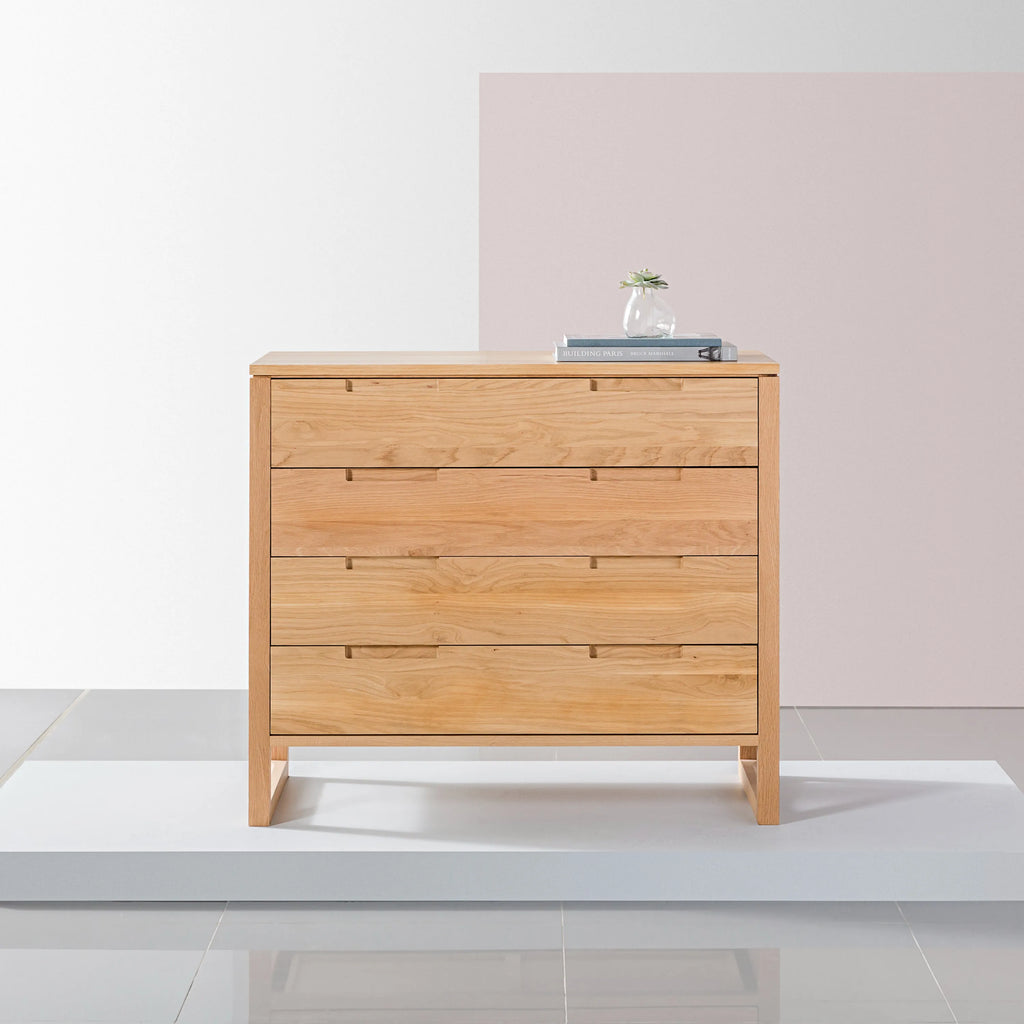 Bruno Chest 4 Drawers 100 x 48cm Solid American Oak