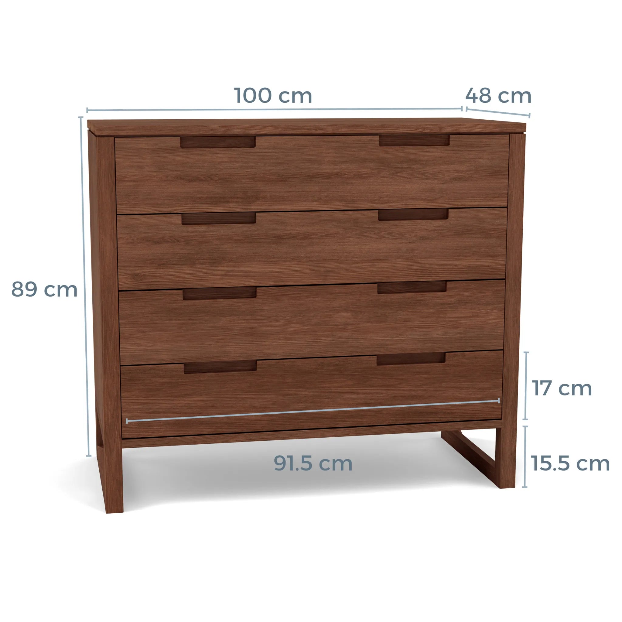 Bruno Chest 4 Drawers 100 x 48cm Solid American Walnut