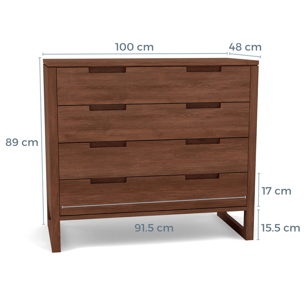 Bruno Chest 4 Drawers 100 x 48cm Solid American Walnut