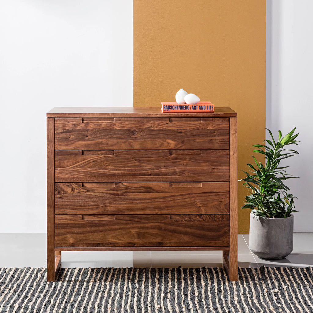 Bruno Chest 4 Drawers 100 x 48cm Solid American Walnut
