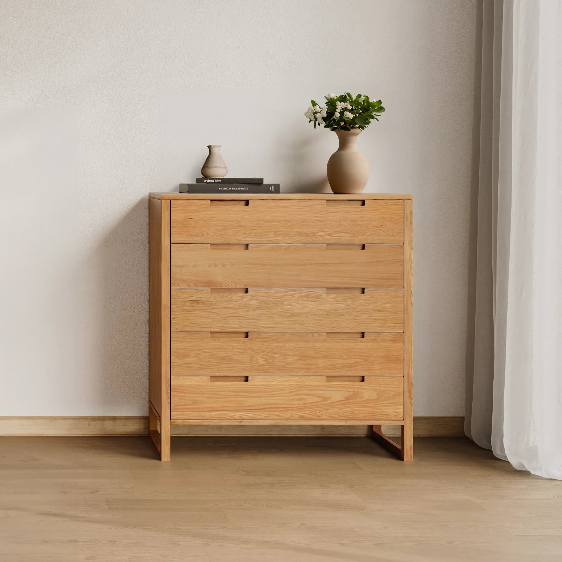 Bruno Chest 5 Drawers 110 x 52cm Solid American Oak
