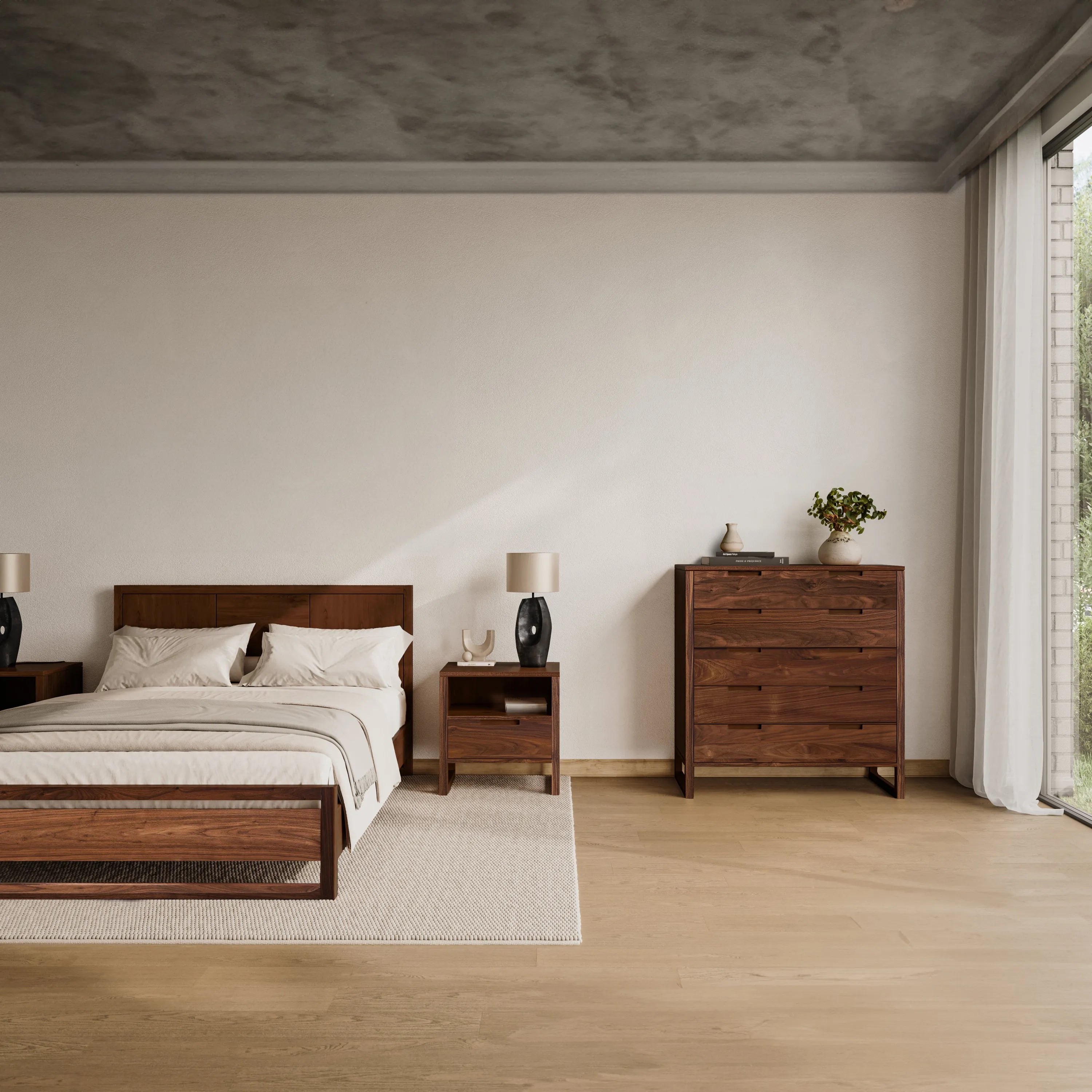 Bruno Chest 5 Drawers 110 x 52cm Solid American Walnut