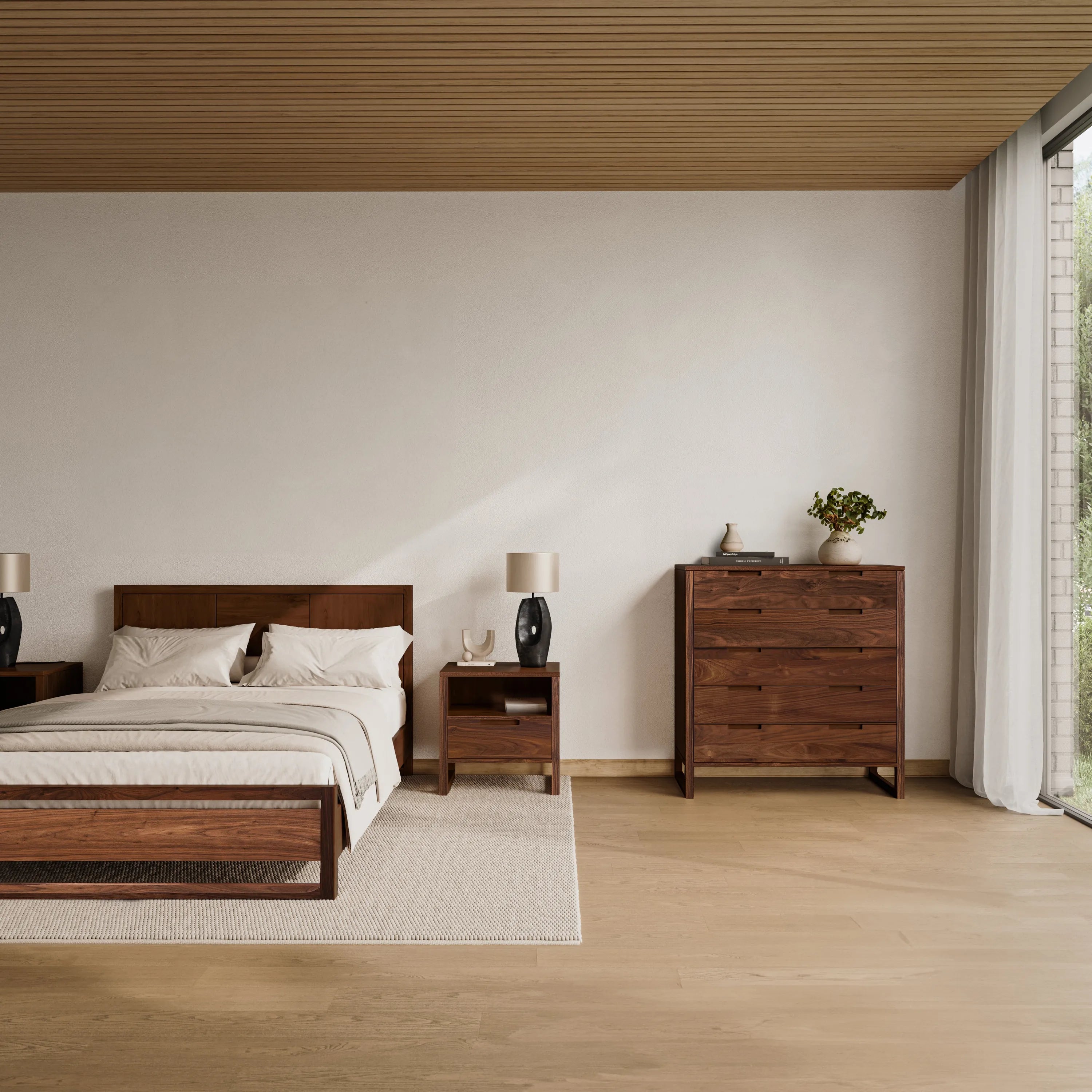 Bruno Chest 5 Drawers 110 x 52cm Solid American Walnut