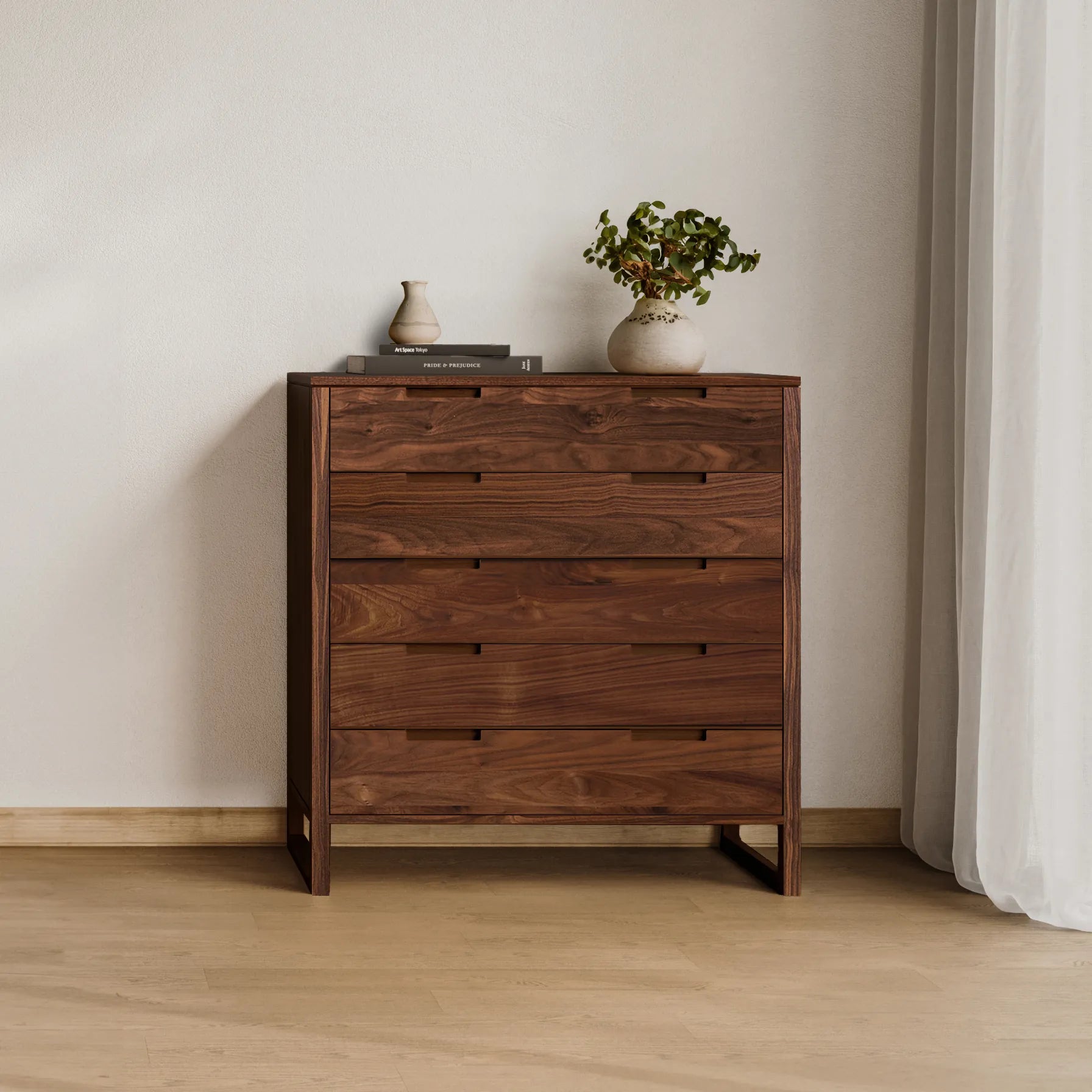 Bruno Chest 5 Drawers 110 x 52cm Solid American Walnut