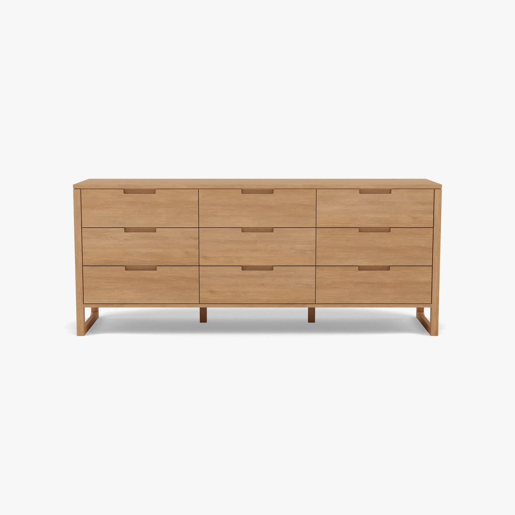 Bruno Chest 9 Drawers 200 x 52cm Solid American Oak