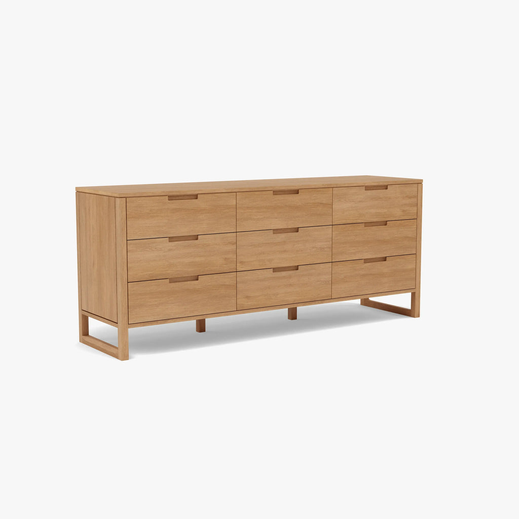 Bruno Chest 9 Drawers 200 x 52cm Solid American Oak