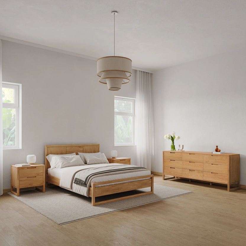 Bruno Chest 9 Drawers 200 x 52cm Solid American Oak