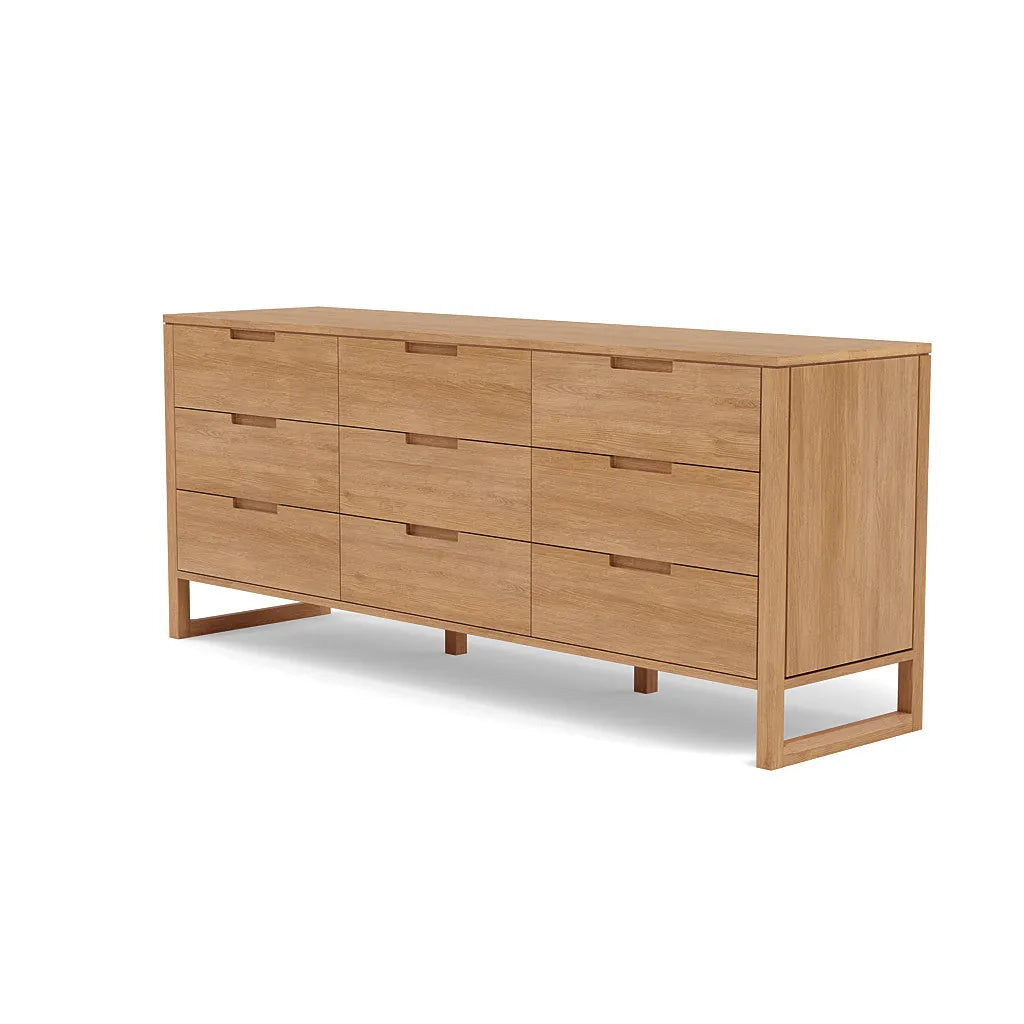 Bruno Chest 9 Drawers 200 x 52cm Solid American Oak