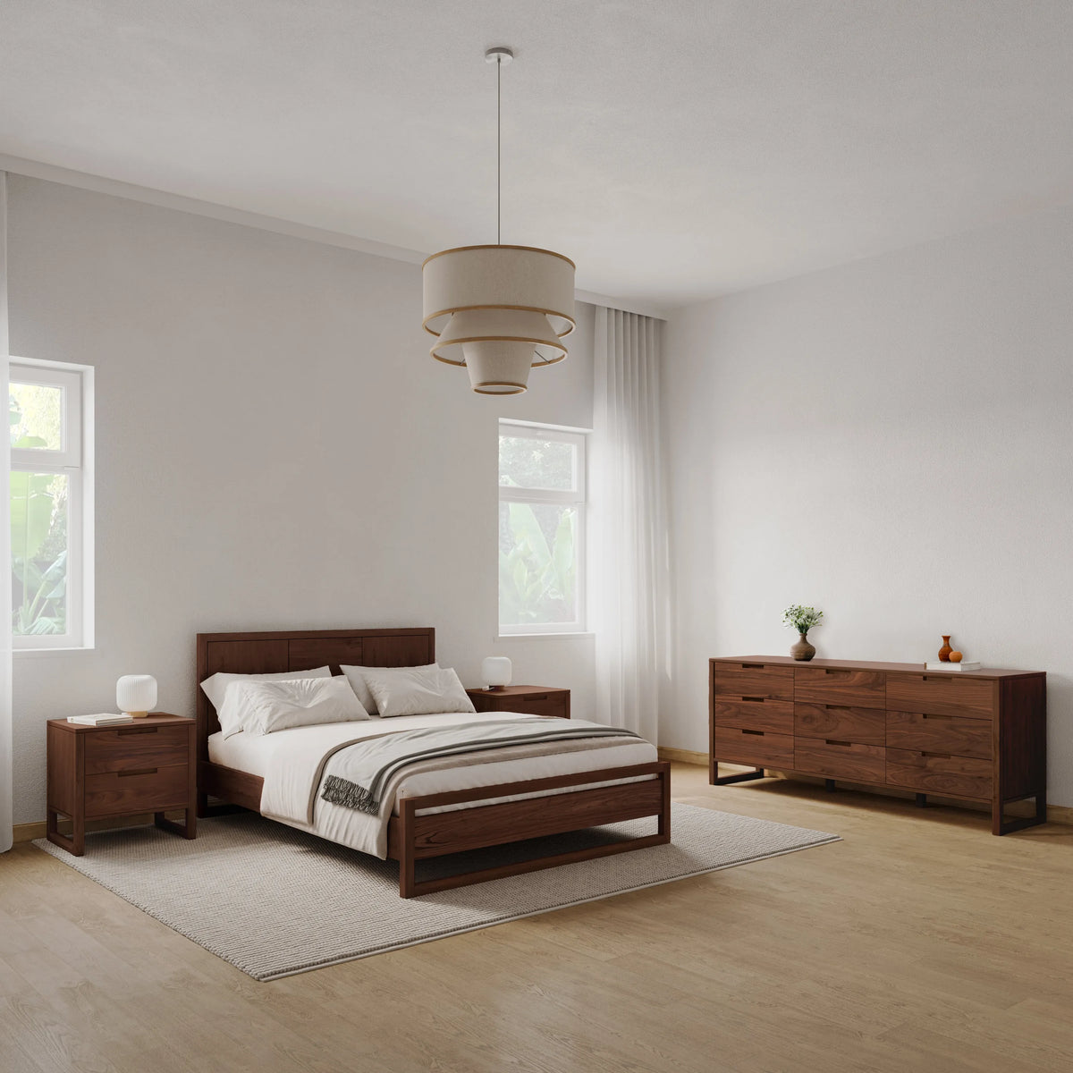 Bruno Chest 9 Drawers 200 x 52cm Solid American Walnut
