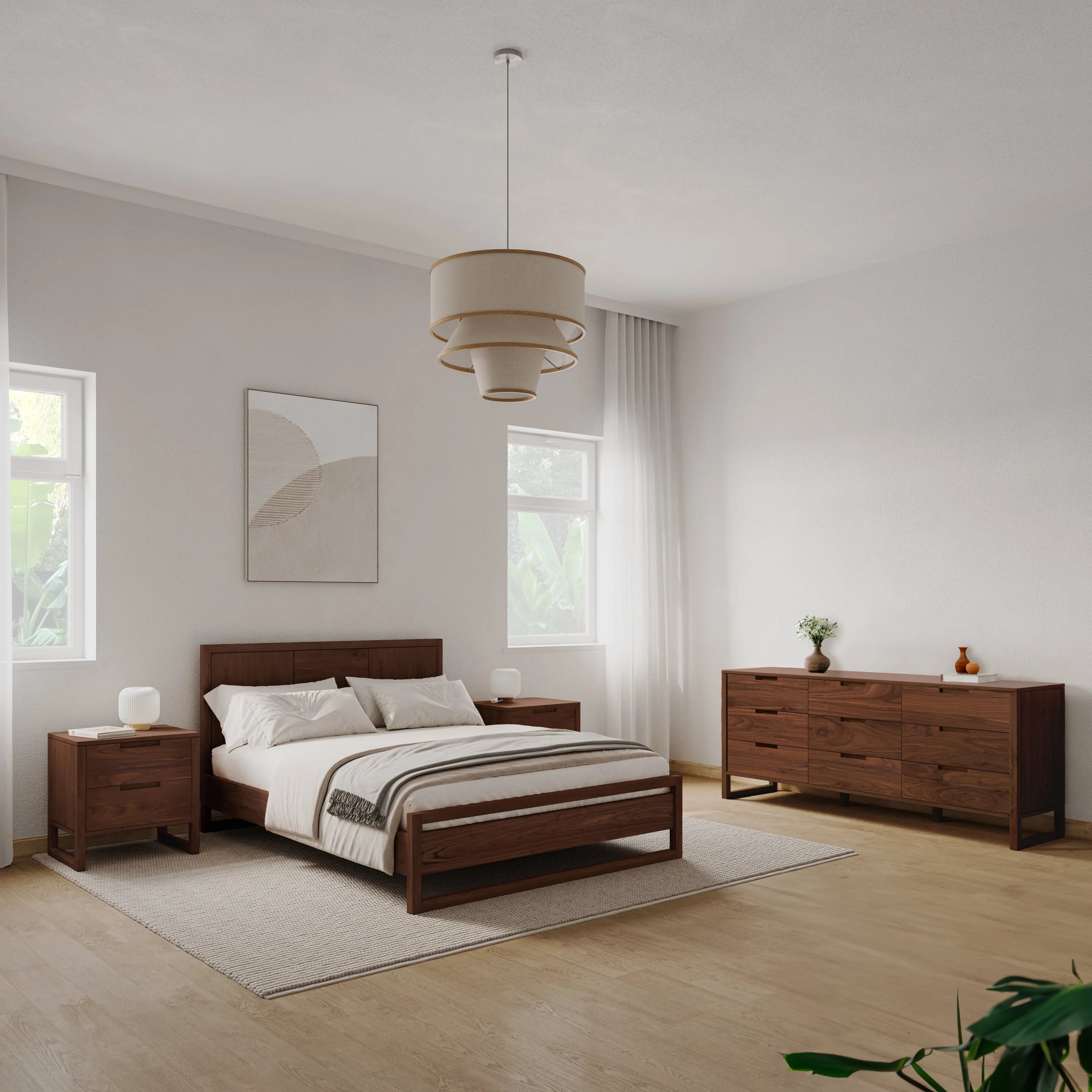 Bruno Chest 9 Drawers 200 x 52cm Solid American Walnut