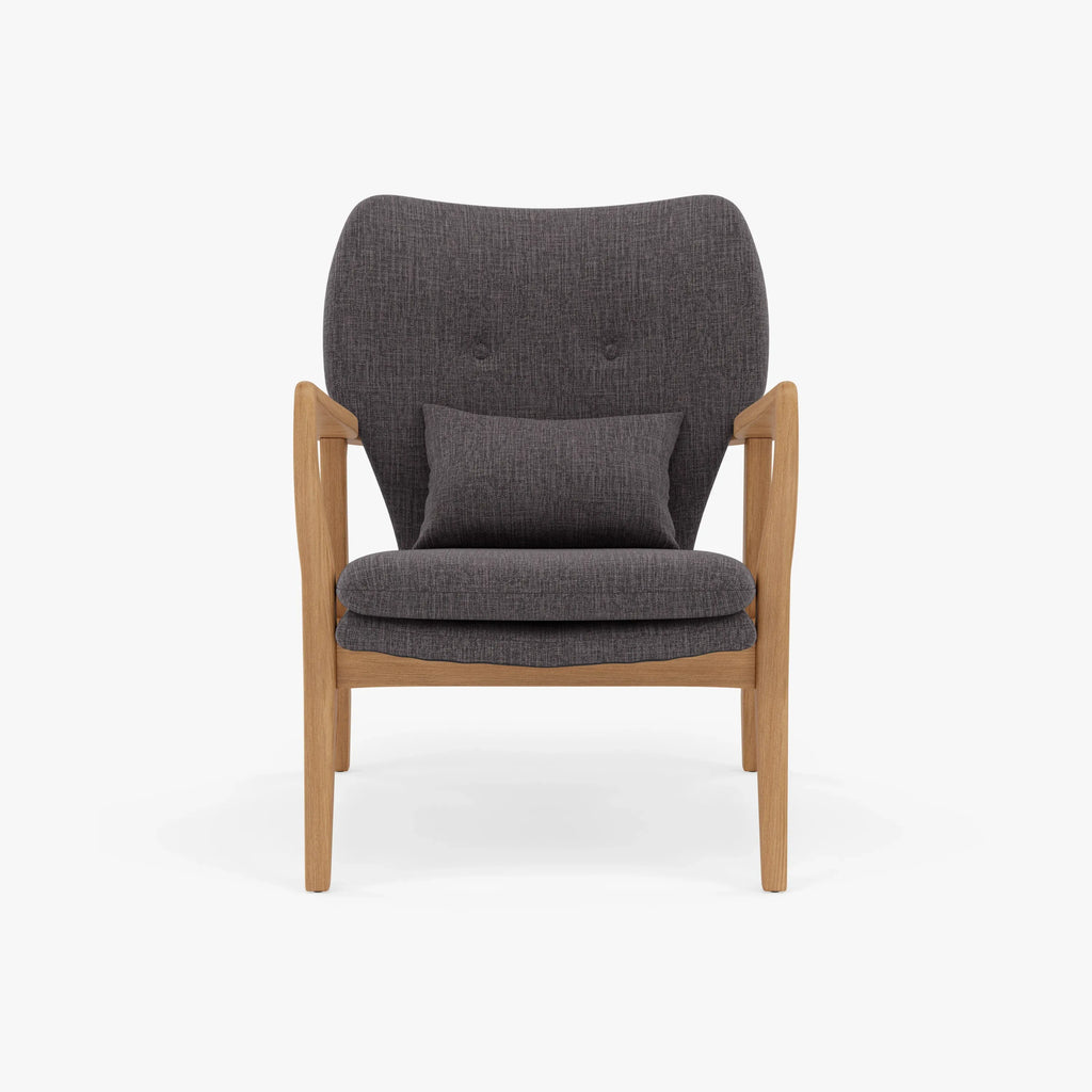 Franz Armchair Light Grey Fabric Solid American Oak