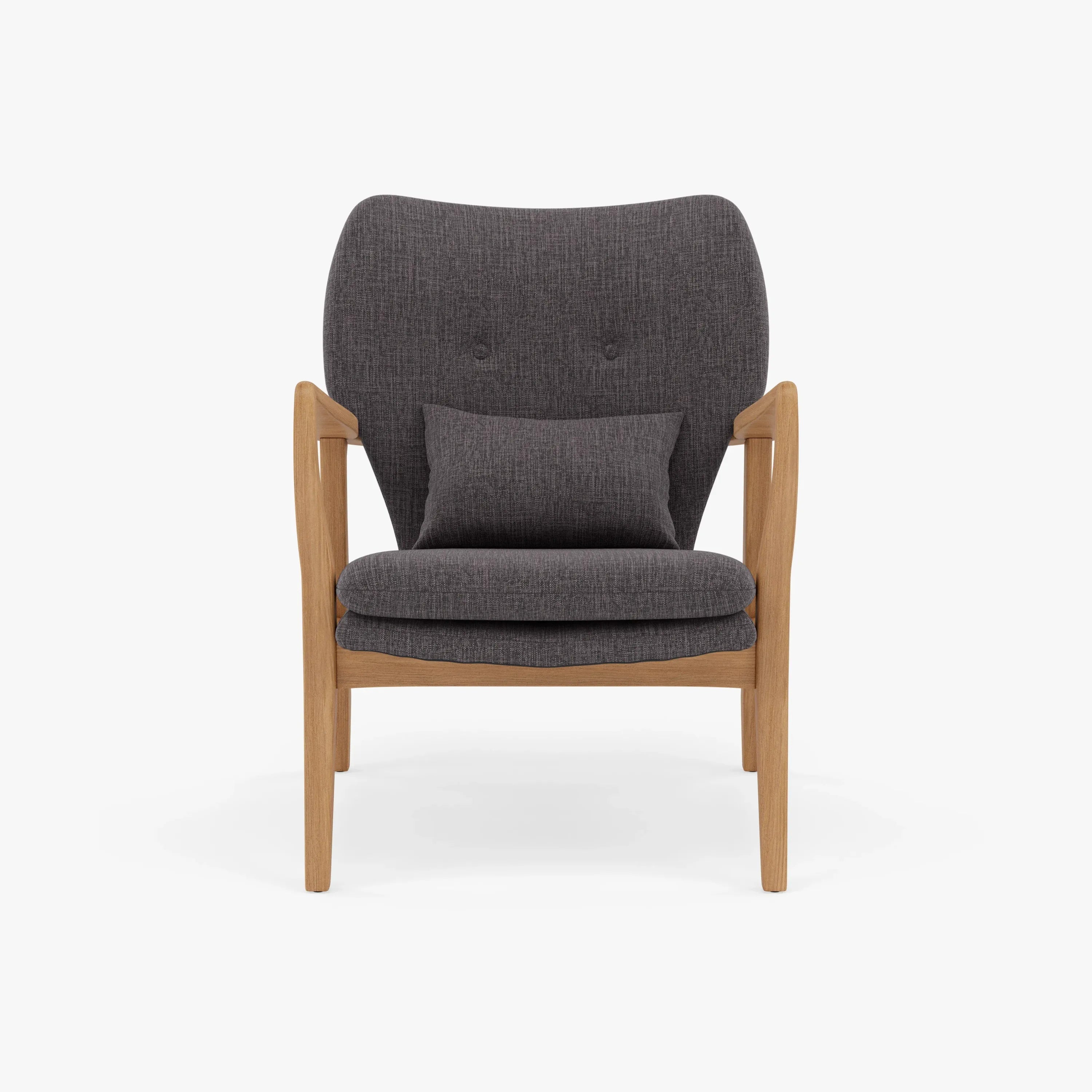 Franz Armchair Light Grey Fabric Solid American Oak