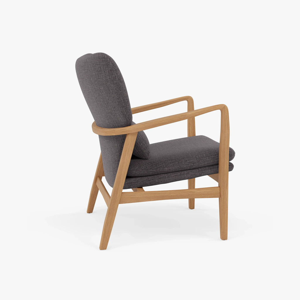 Franz Armchair Light Grey Fabric Solid American Oak