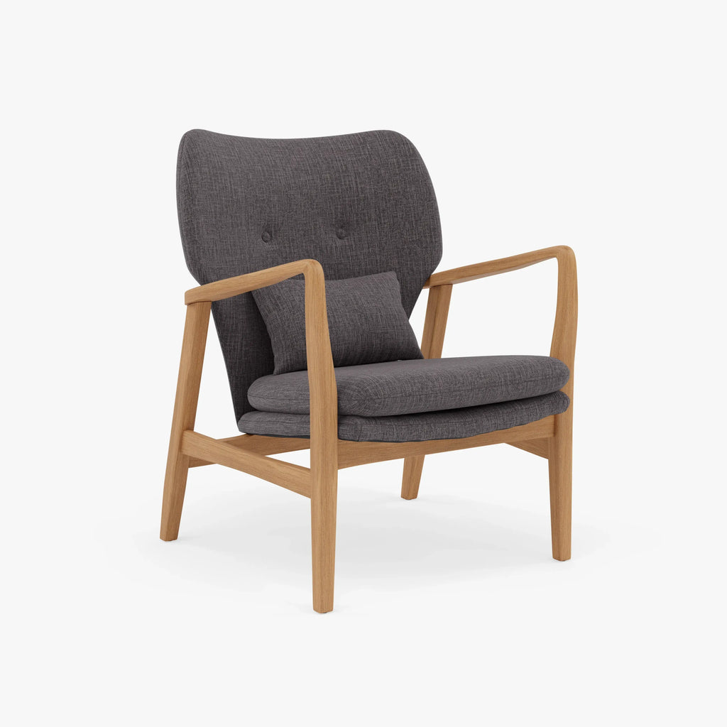 Franz Armchair Light Grey Fabric Solid American Oak