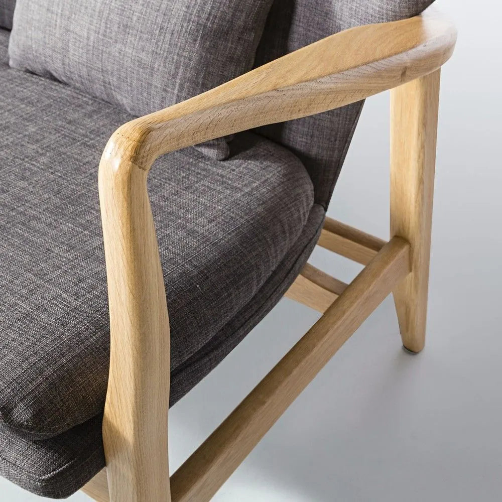 Franz Armchair Light Grey Fabric Solid American Oak