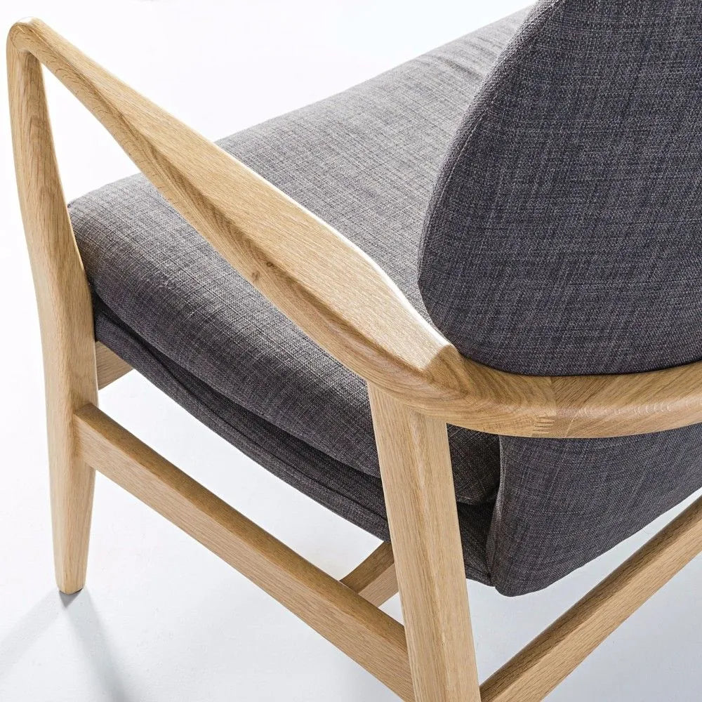 Franz Armchair Light Grey Fabric Solid American Oak