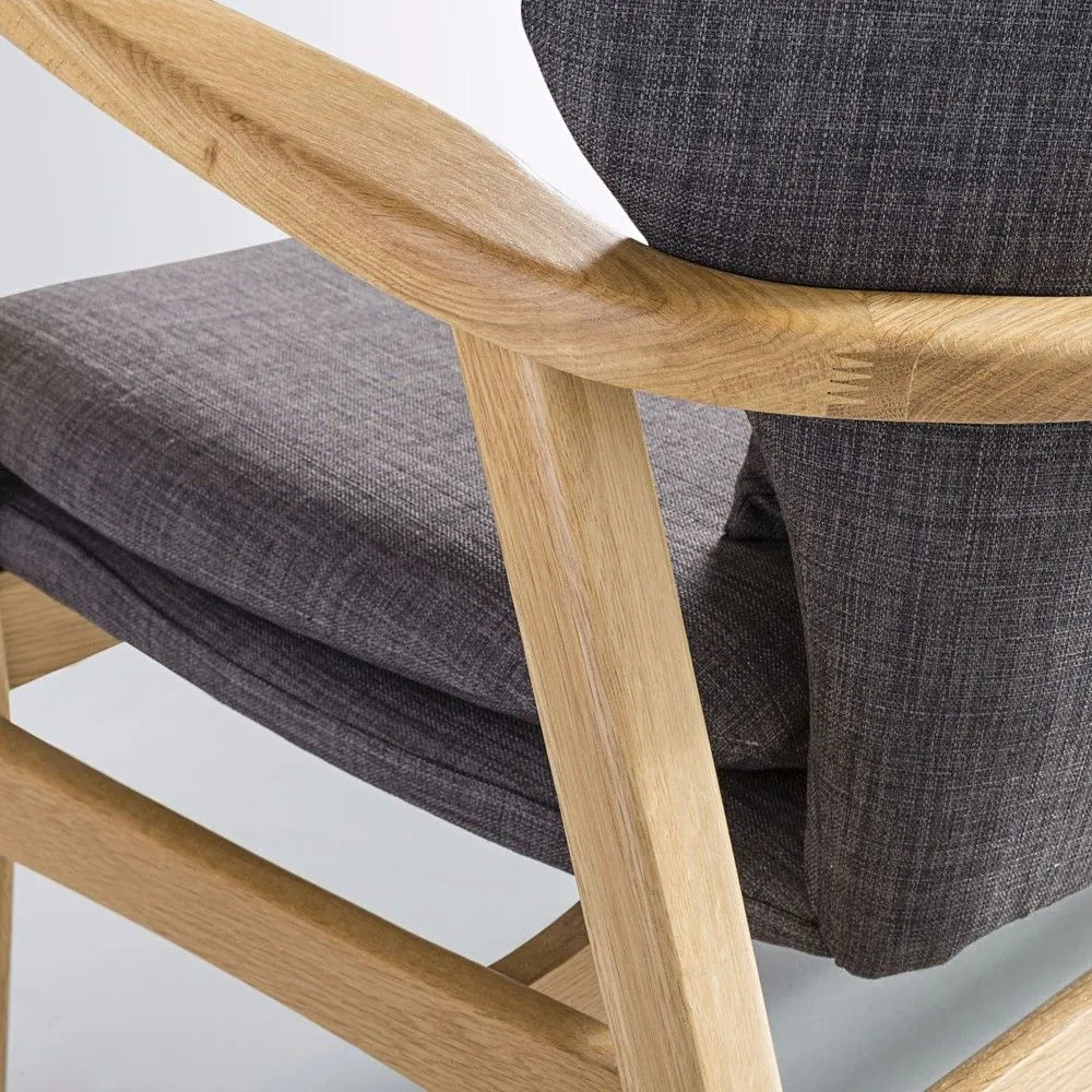 Franz Armchair Light Grey Fabric Solid American Oak