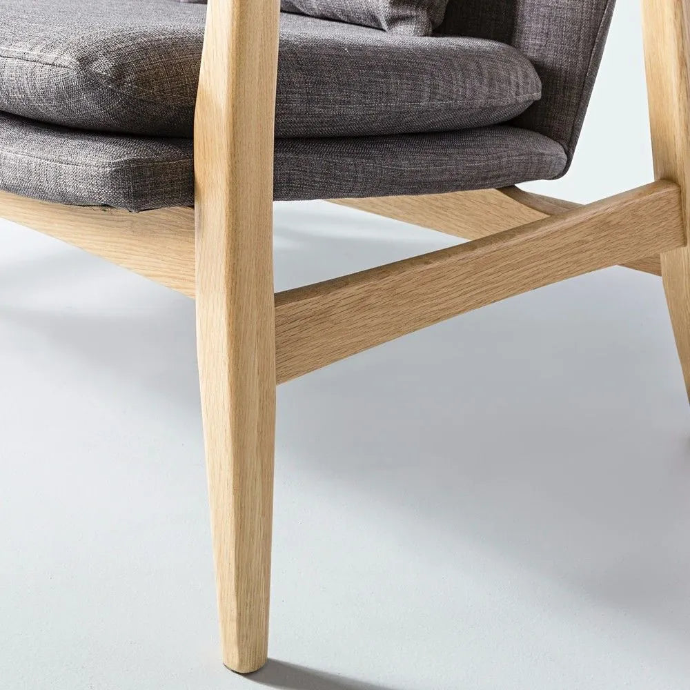 Franz Armchair Light Grey Fabric Solid American Oak