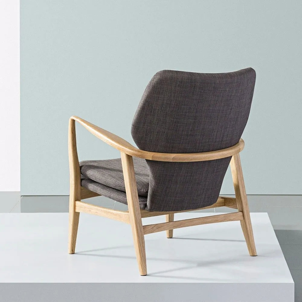 Franz Armchair Light Grey Fabric Solid American Oak