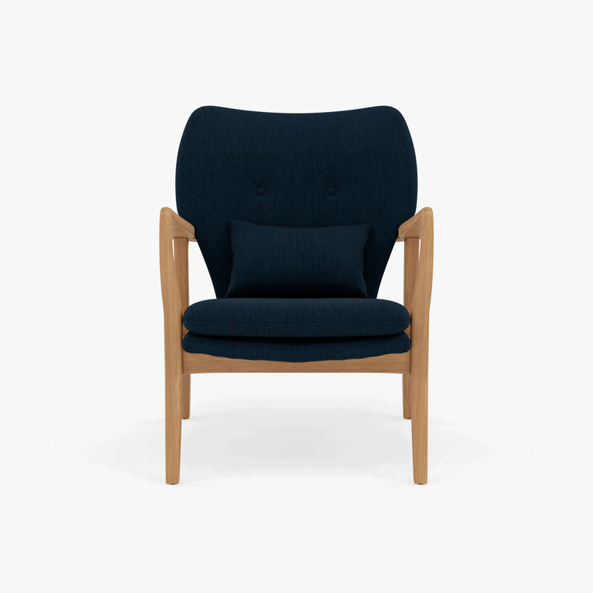Franz Armchair Midnight Blue Fabric Solid American Oak