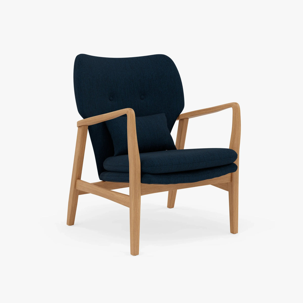Franz Armchair Midnight Blue Fabric Solid American Oak