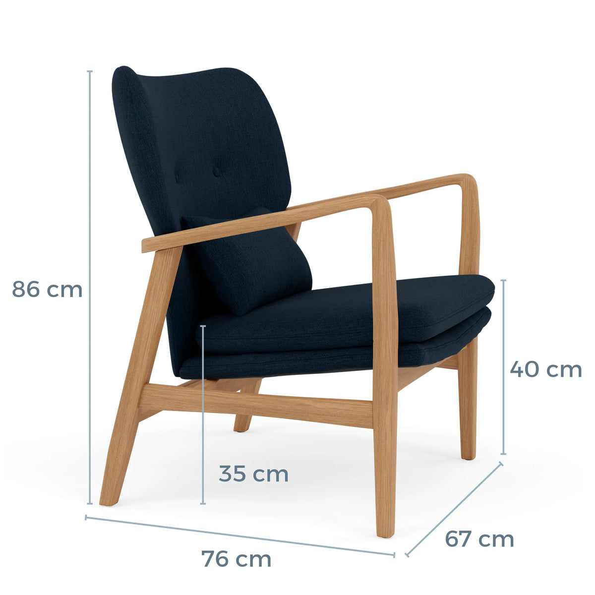 Franz Armchair Midnight Blue Fabric Solid American Oak