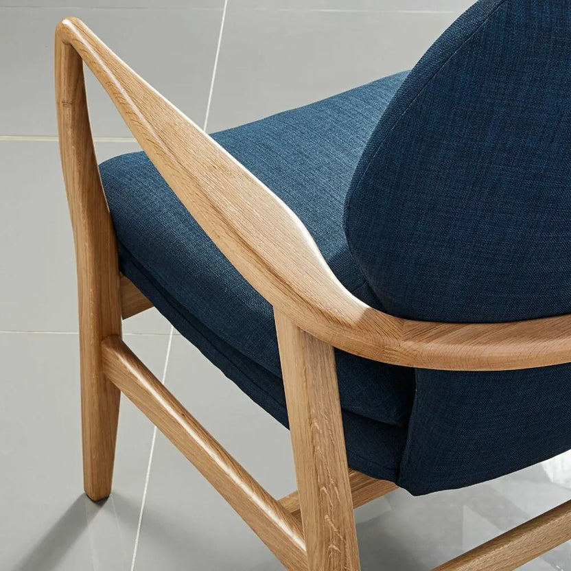 Franz Armchair Midnight Blue Fabric Solid American Oak