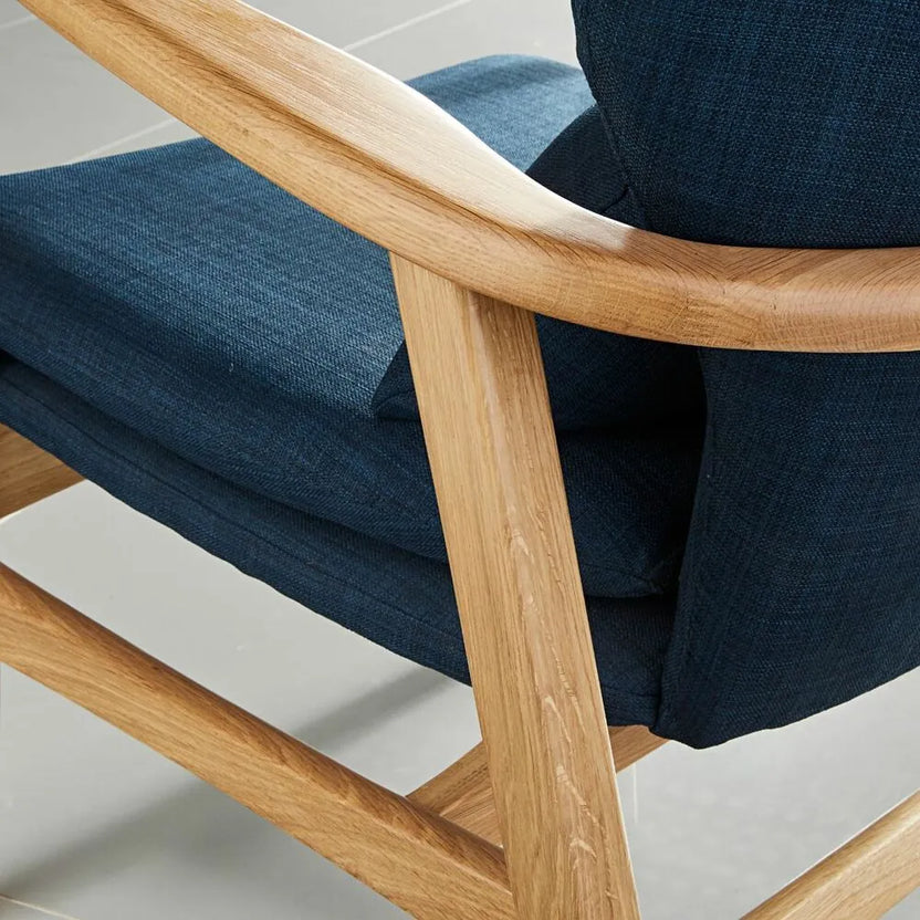 Franz Armchair Midnight Blue Fabric Solid American Oak