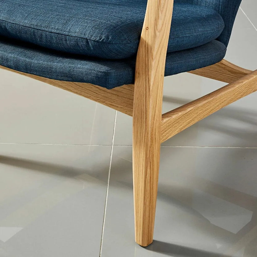 Franz Armchair Midnight Blue Fabric Solid American Oak
