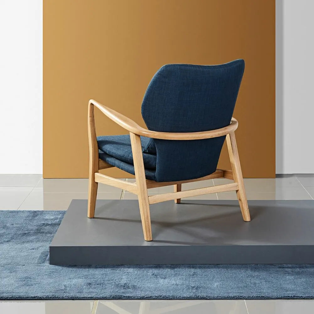 Franz Armchair Midnight Blue Fabric Solid American Oak