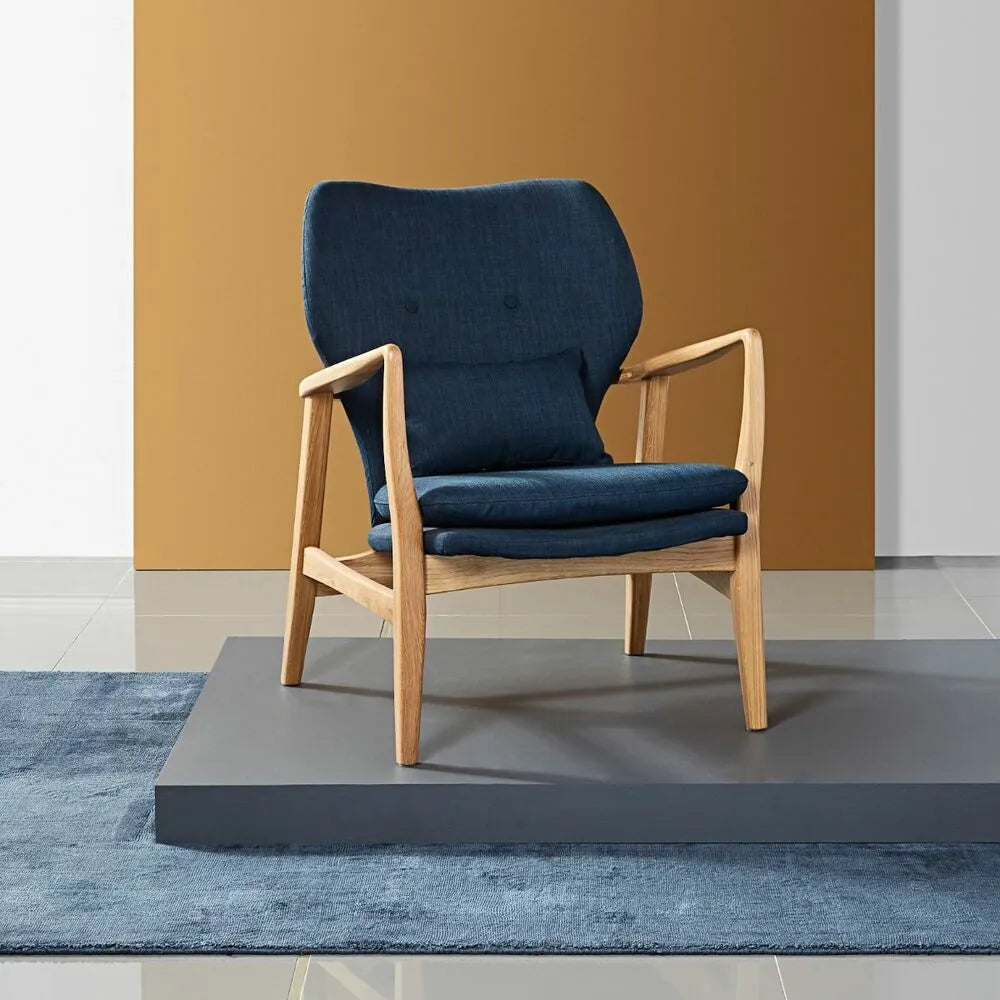 Franz Armchair Midnight Blue Fabric Solid American Oak