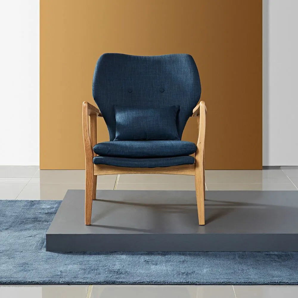 Franz Armchair Midnight Blue Fabric Solid American Oak